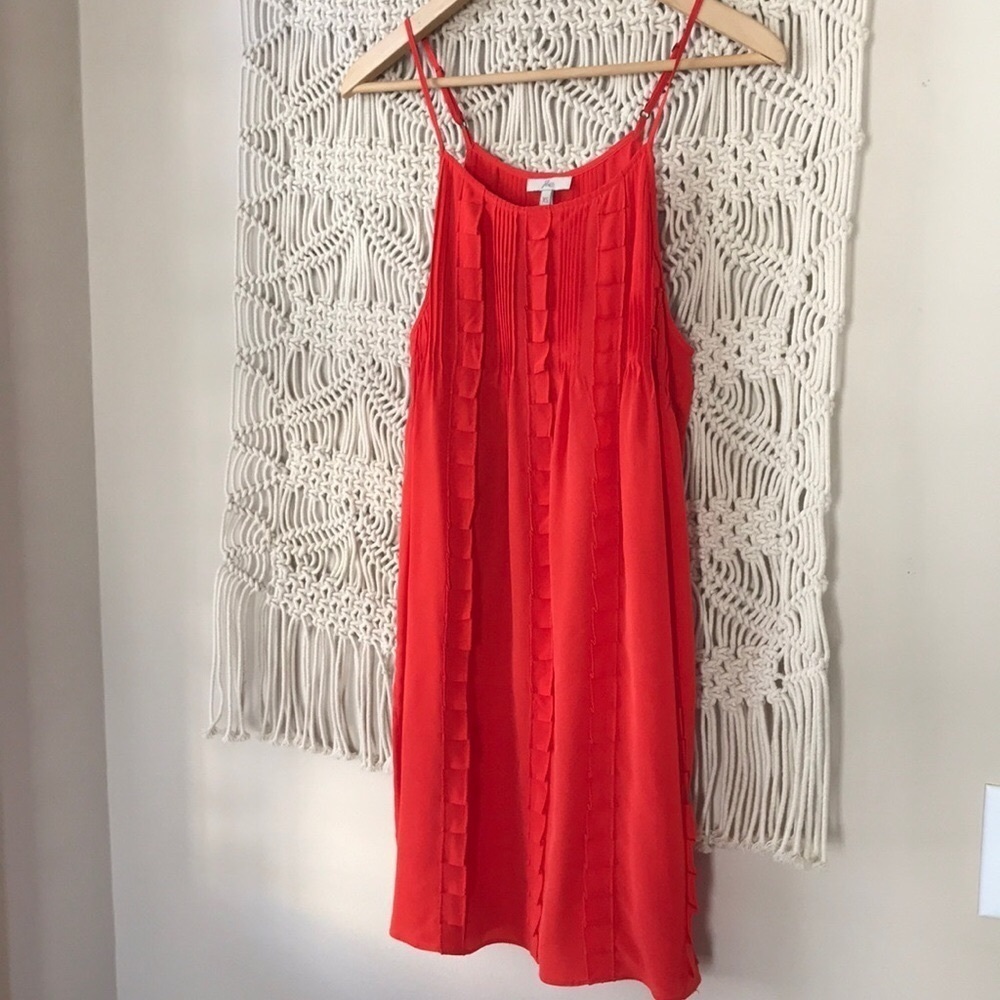 Joie red spaghetti strap lined mini dress, sz XS.